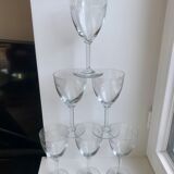 Set of 6 crystal wine glasses engraved 30s