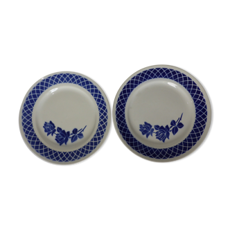 2 flat vintage plates