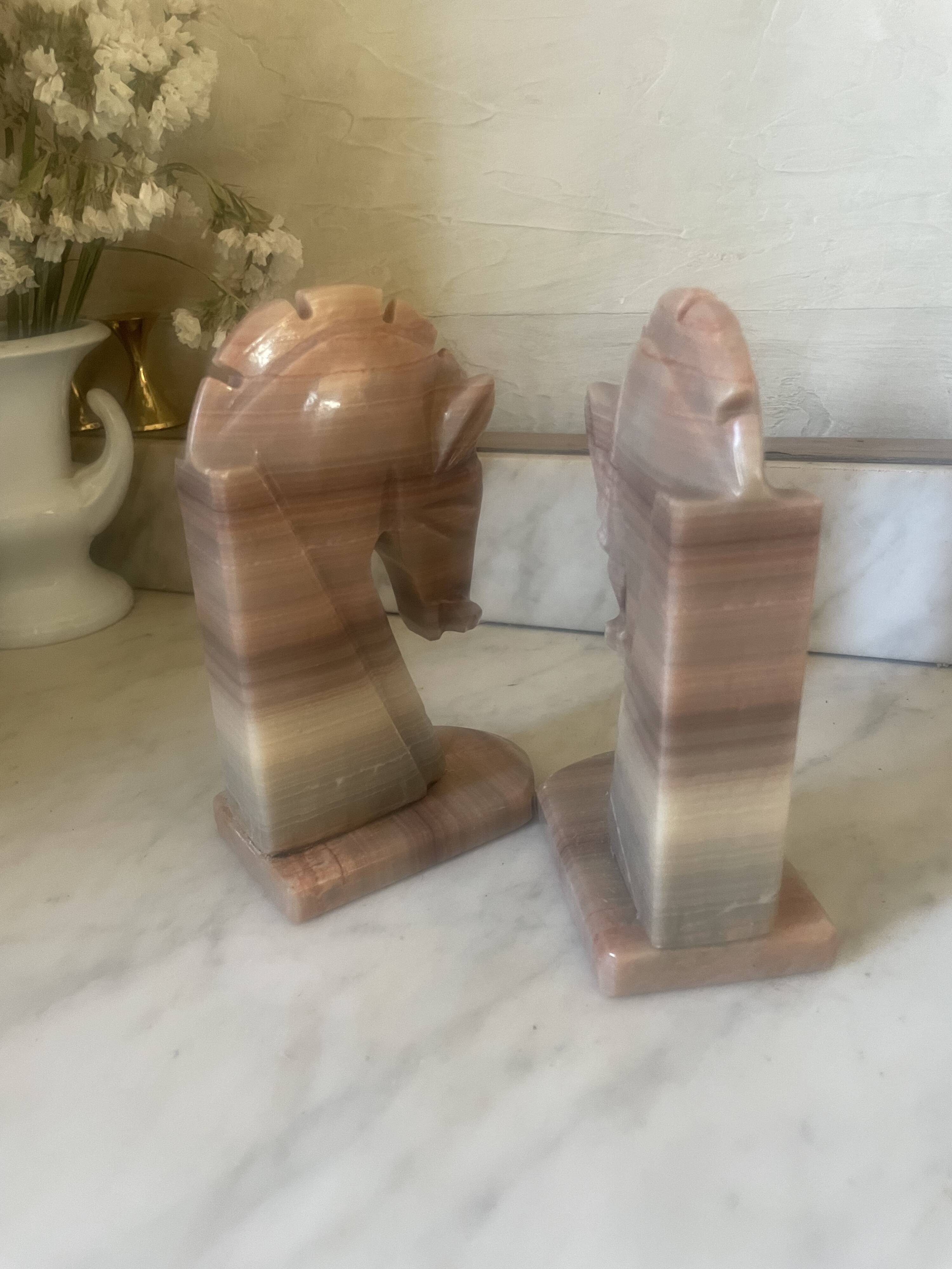 Vintage onyx horse head bookends
