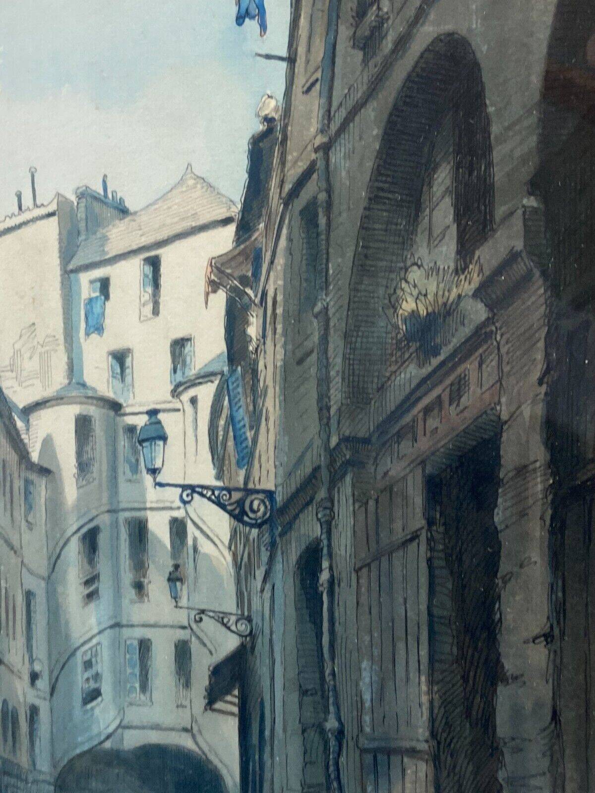 Aquarelle signée Charles Forget (1886-1960) La cour du dragon 1925 Paris VIème