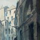 Aquarelle signée Charles Forget (1886-1960) La cour du dragon 1925 Paris VIème
