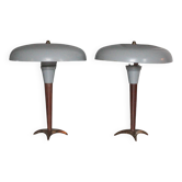Paire de lampe tripode design des années 50, lampe de chevet, déco
