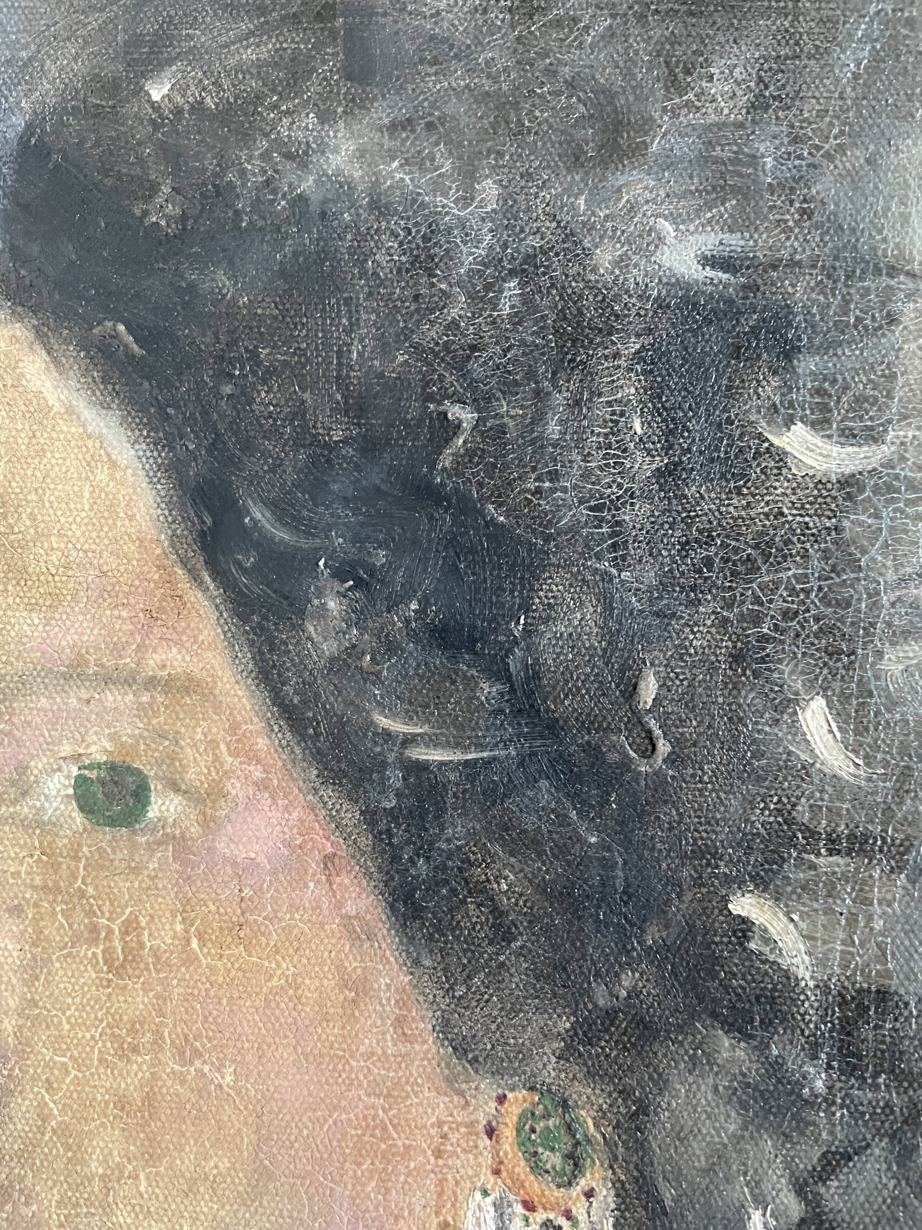 Huile sur toile portrait femme bijoux