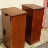 Oak bedside tables, vintage pair