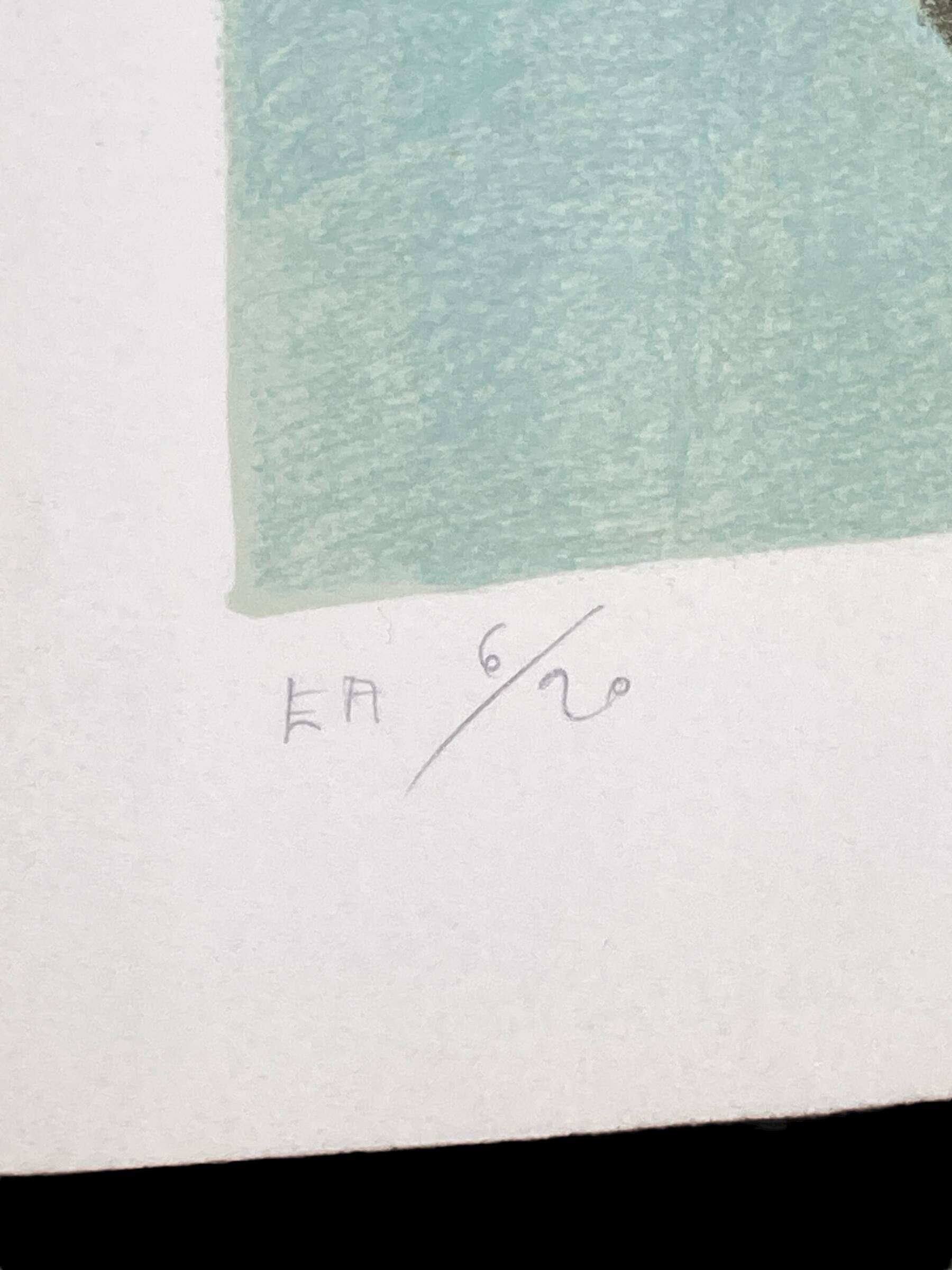 Lithographie couleur intitulée "La robe rayée"et signé Pierre Boncompain