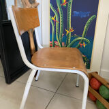 Ancienne chaise écolier enfant bois et métal