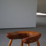 Wabi Sabi stool in solid pine, handmade by a Swedish carpenter, 1950s.