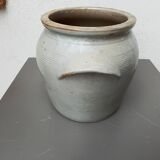 Beige enameled stoneware pot