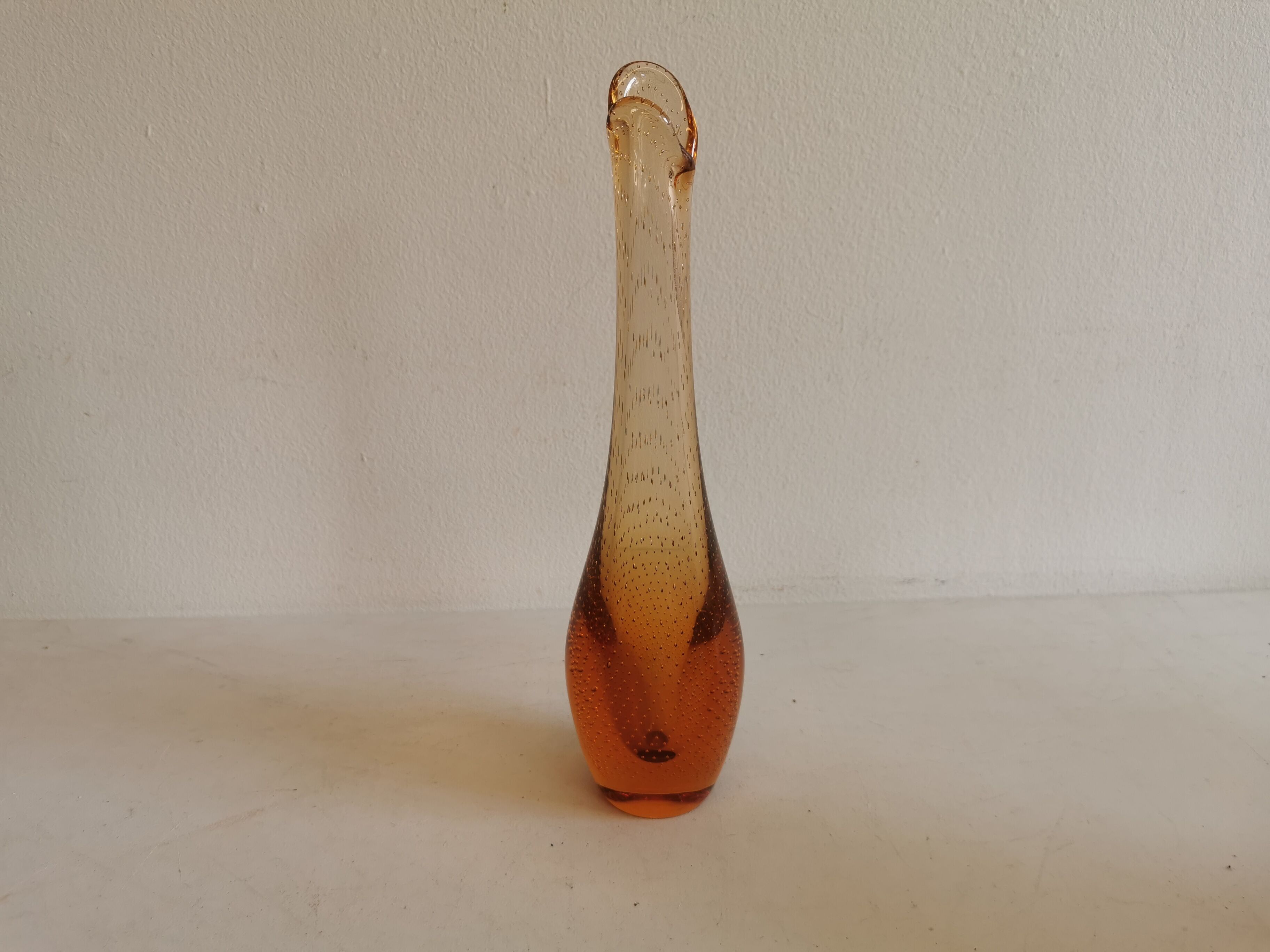Golden orange orchid vase from Kastrup Glassworks 1950