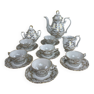 Antique coffee service in fine gilded porcelain – for 6 people – Vintage