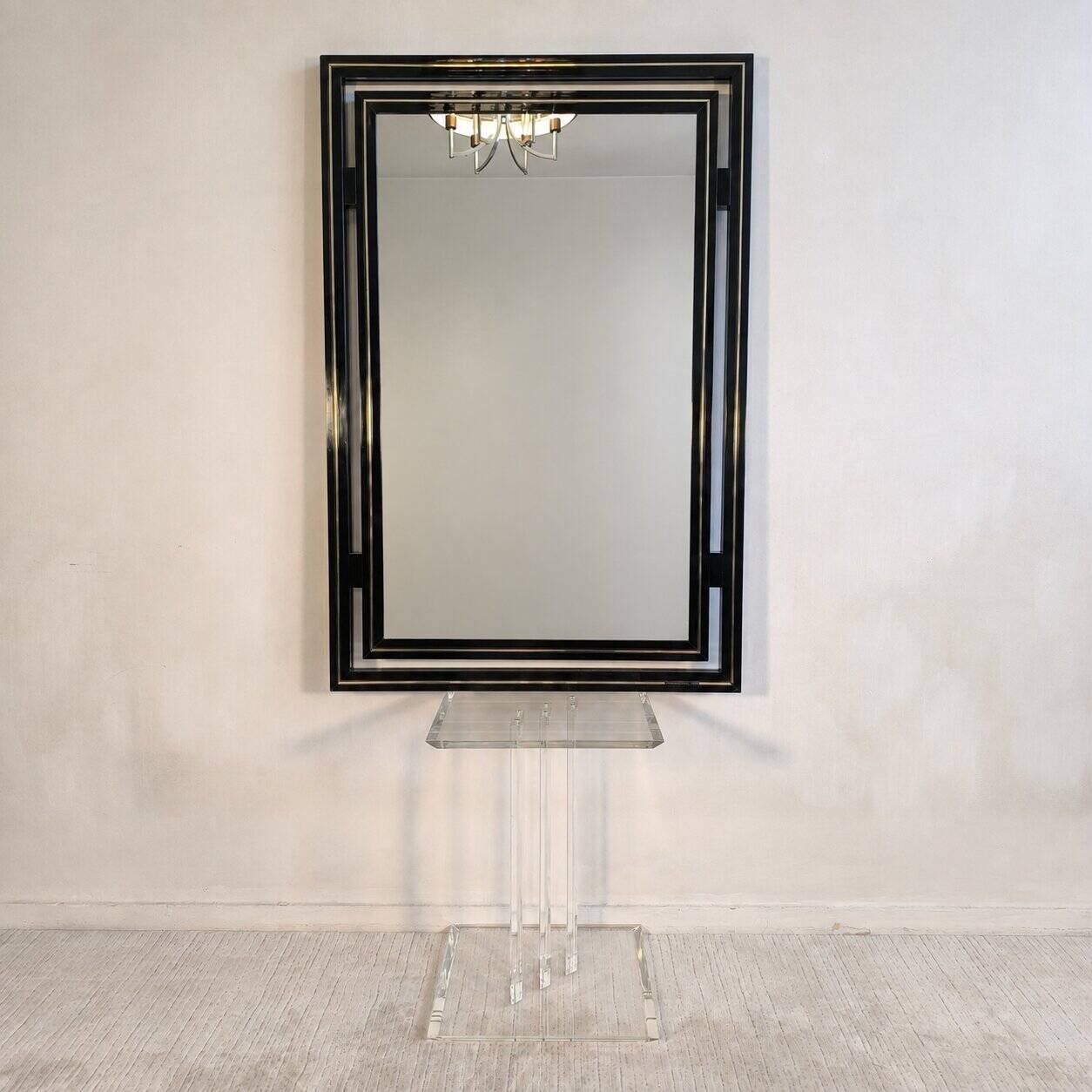 Miroir design Pierre Vandel Paris – Années 80 – Noir laqué
