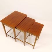 Nested tables in Art Deco style made of mahogany and stained birch, NK Sweden, 1940s.