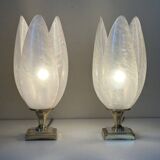 Paire de lampes nacrée style rougier design années 70