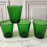 Set of 4 green glasses 70s