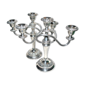 Vintage silver metal candlesticks - 3-arm English Silverplated Candelabra