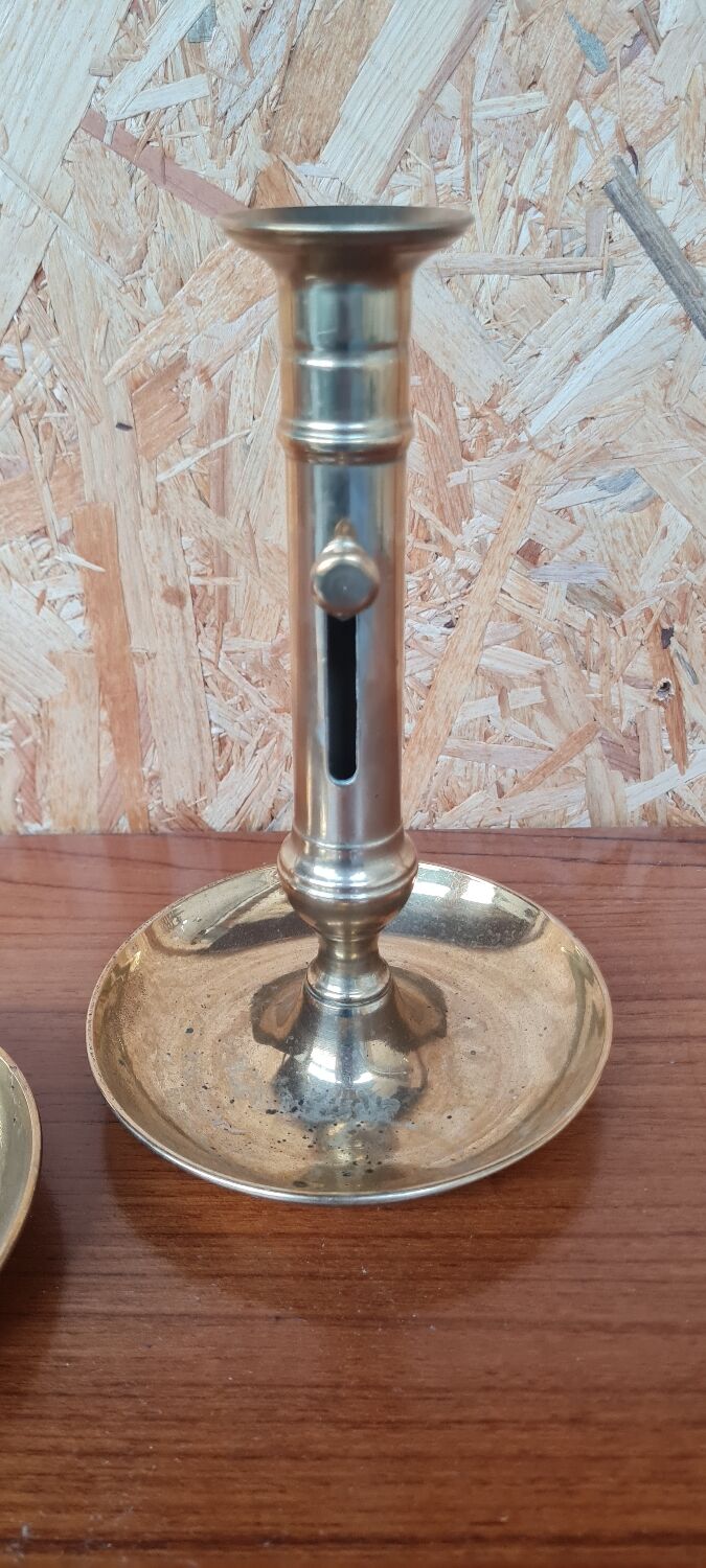 Pair of gilded brass candle holders
