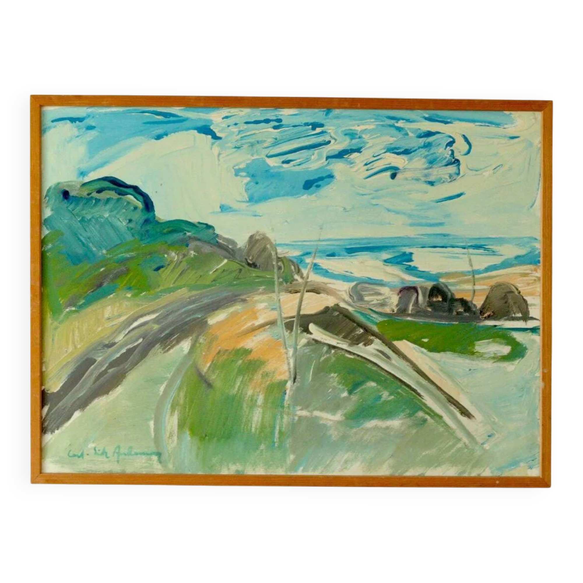 Oil on Swedish canvas "Grötviks Hamn Quarry", Carl-Erik Andersson