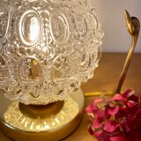 Vintage globe table lamp in molded glass