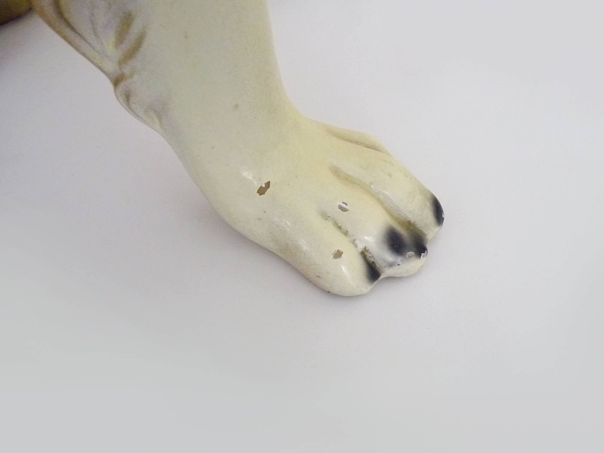 Life-size ceramic collie dog sculpture from the 1960s