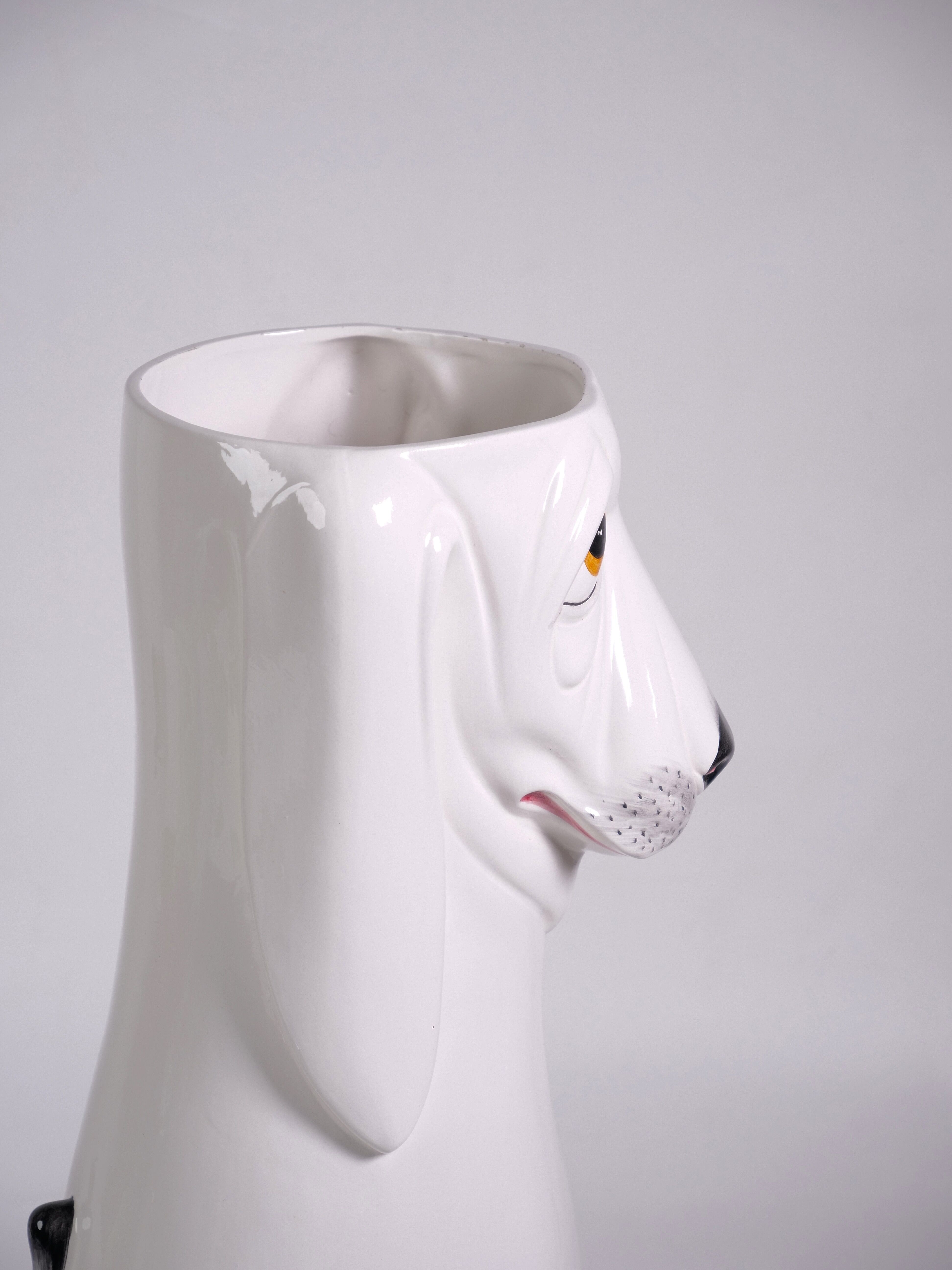 Umbrella holder ceramic dog design italy