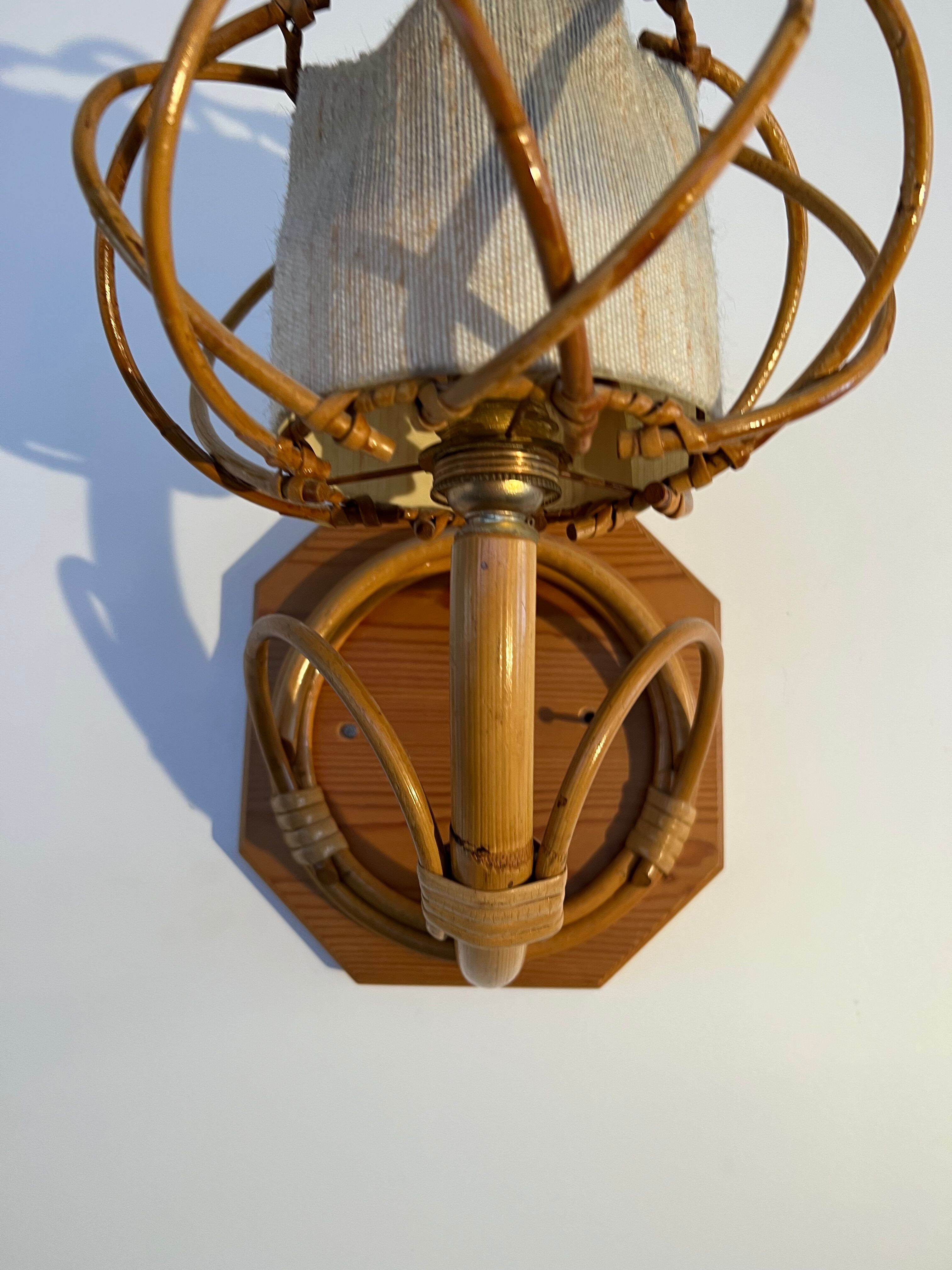 Vintage rattan wall lamp