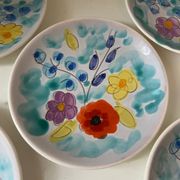 Set of dessert plates with flowers, Vallauris 1960