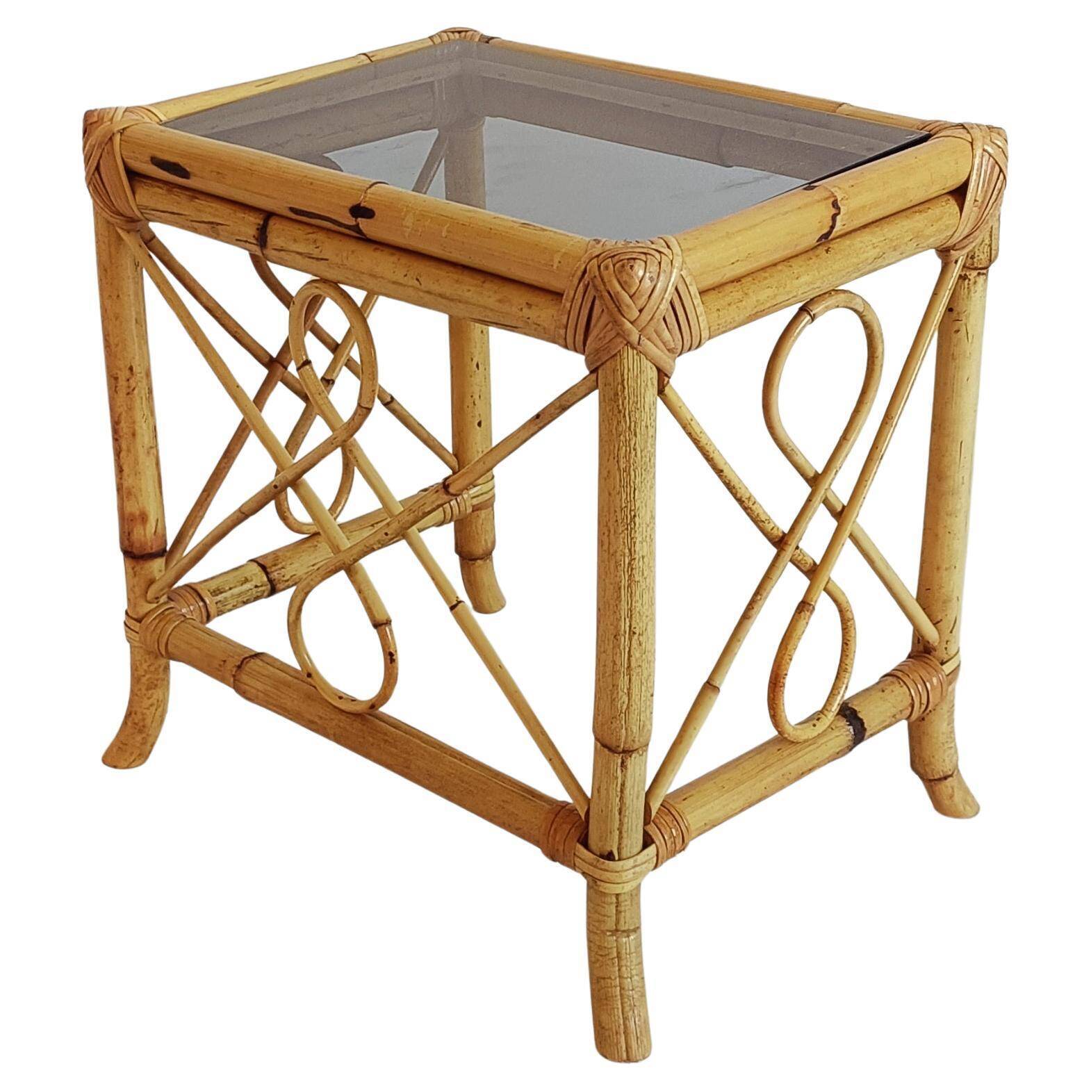 Mid-Century Modern Bamboo & Rattan Nesting Tables, Spain, 1960s