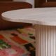 Organic shape travertine coffee table