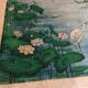 Ancient ESTAMPE of ASIA with Polychrome Decoration of Natural Landscape and Herons, XIXth