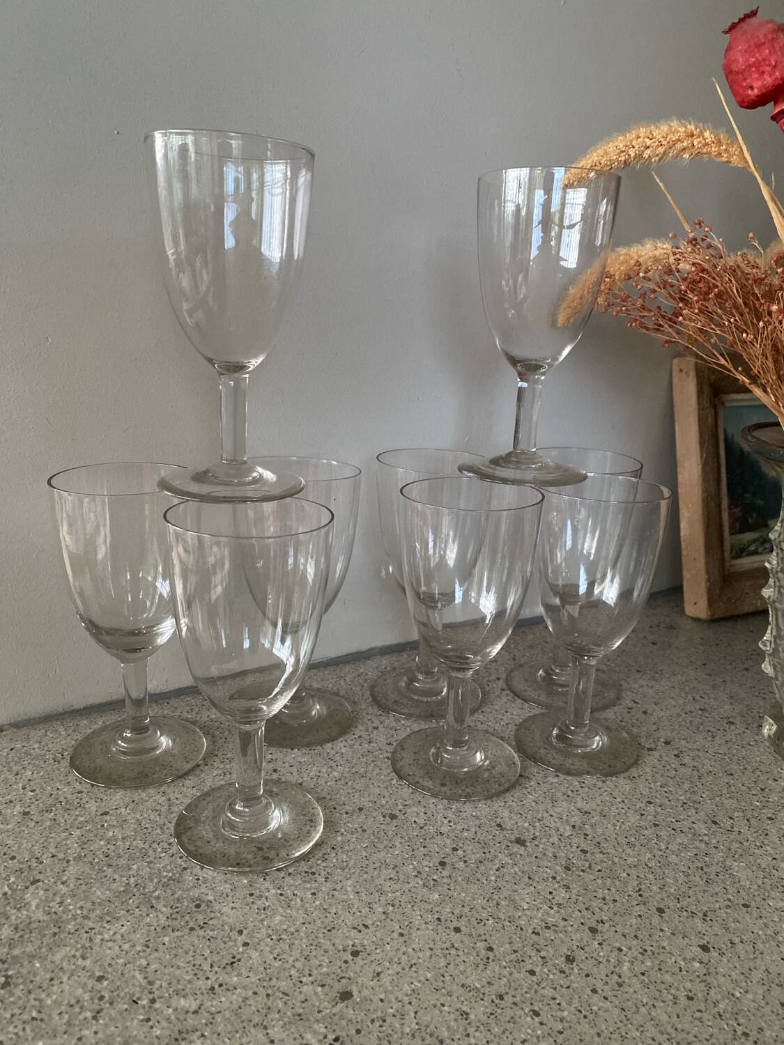 6 crystal wine glasses