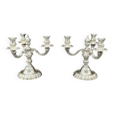 Pair of Chrysalia three-light silver-plated metal candlesticks