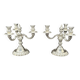 Pair of Chrysalia three-light silver-plated metal candlesticks
