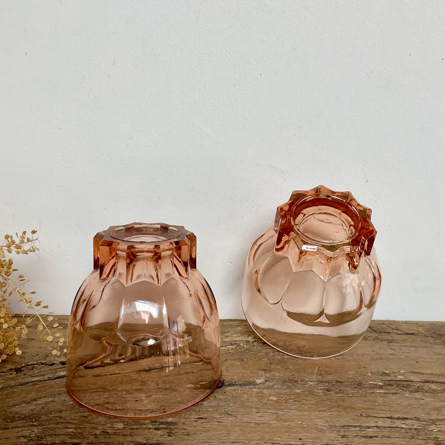 6 vintage Rosaline glasses