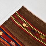 5x7 Soft Brown & Red Mid Century Moderin Turkish Kilim Rug, 153x220