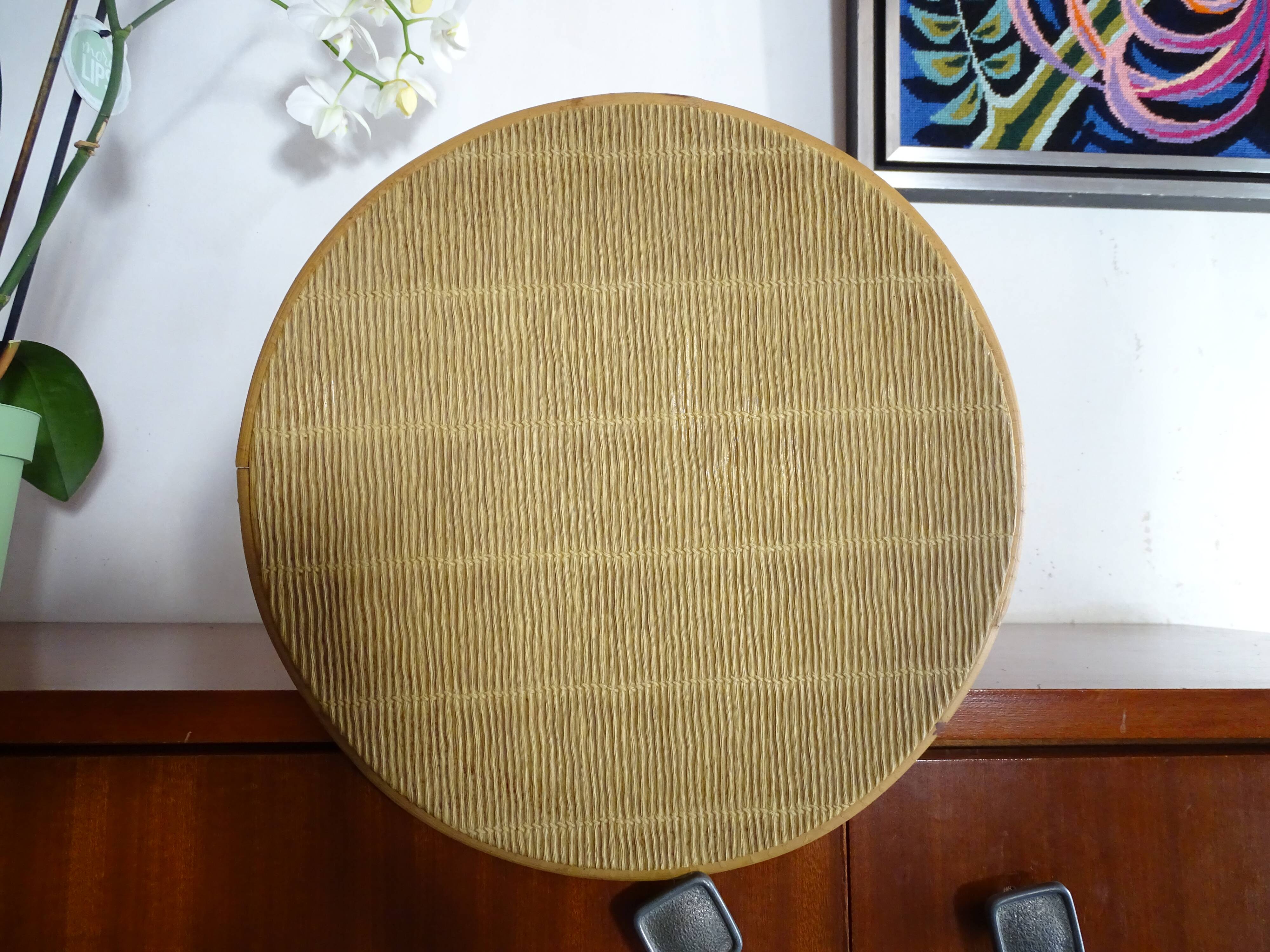 Vintage rattan stool 60's 70's