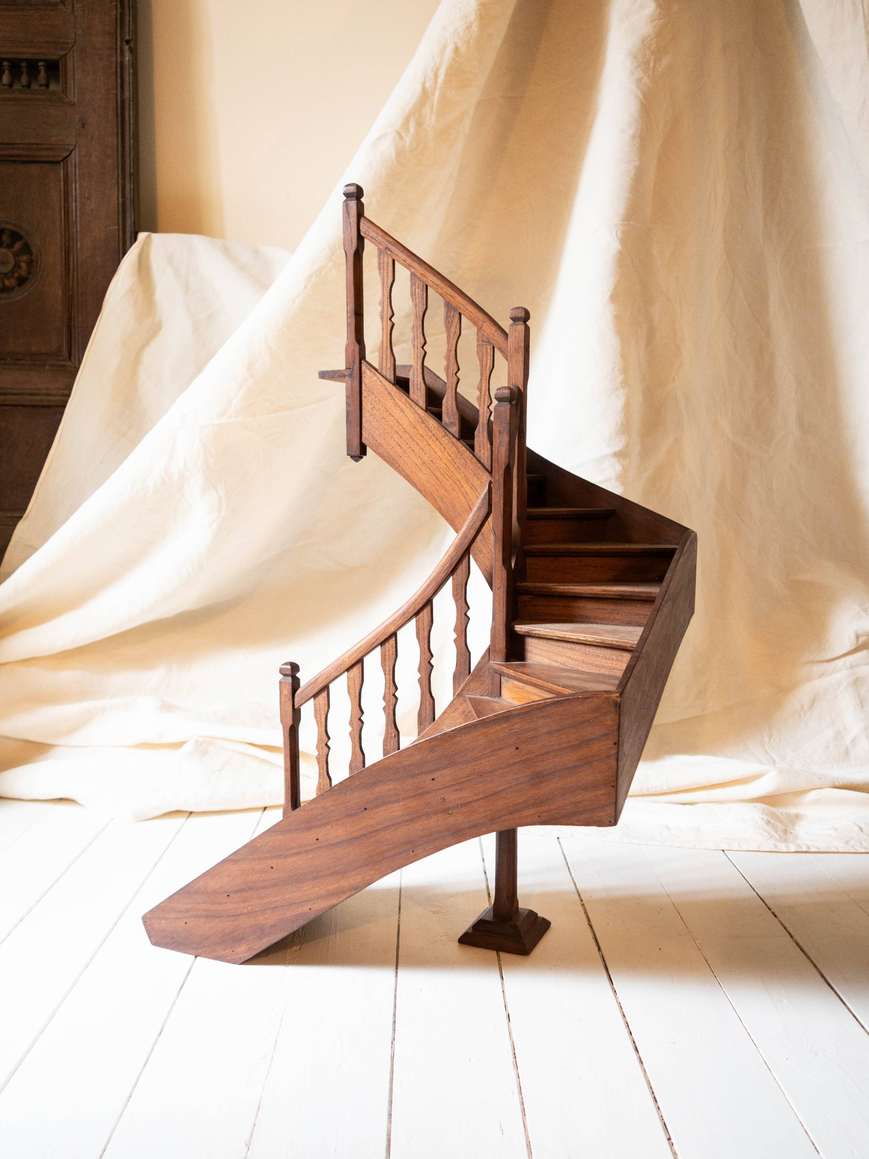 Model of an old wooden staircase, craftsmanship work.