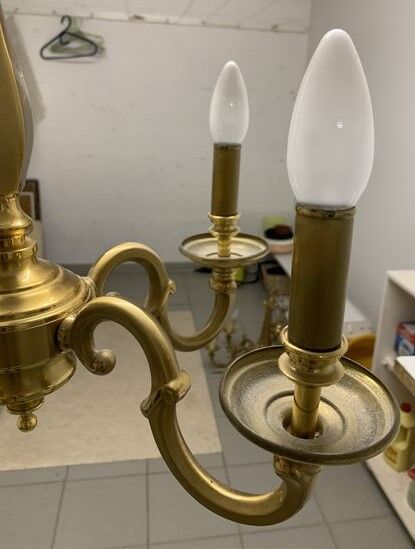 Chandelier 5 branches & 2 solid brass sconces