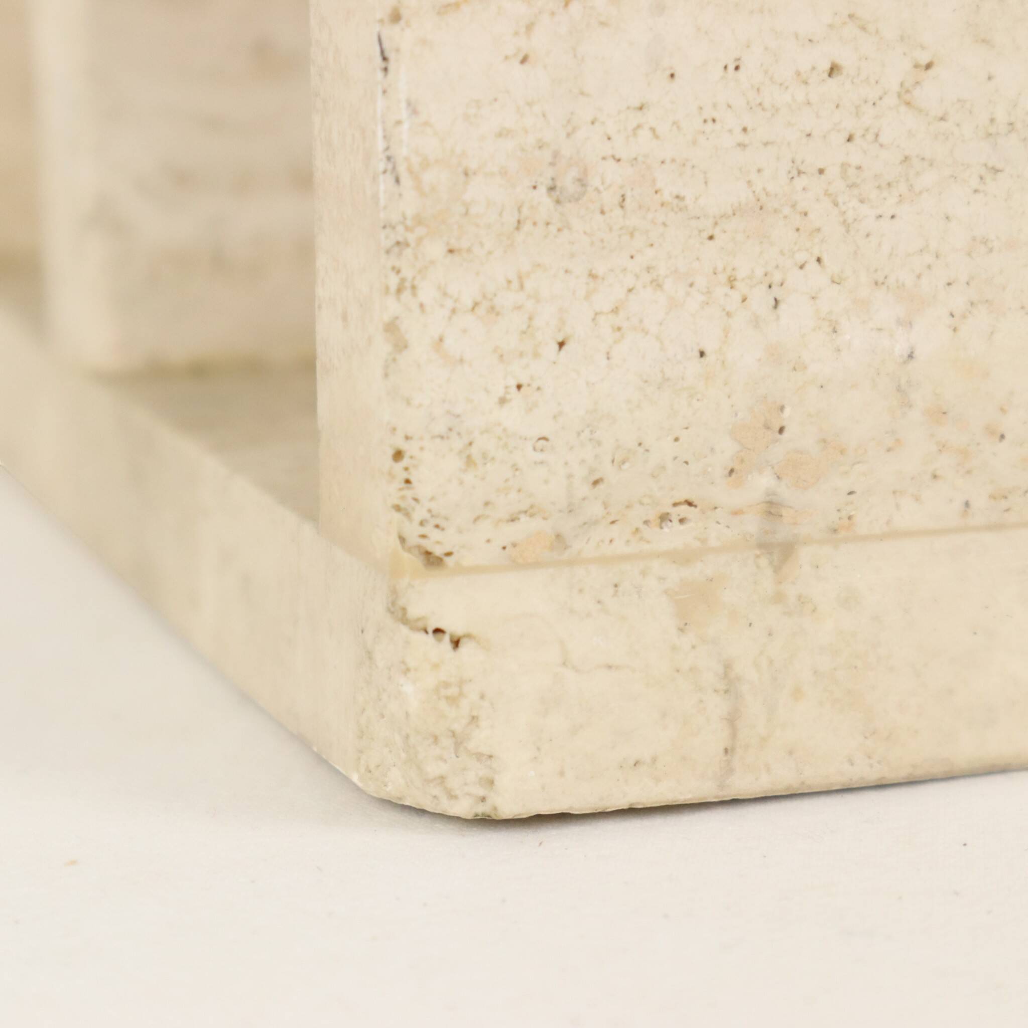 Vintage Travertine Natural Stone Magazine Rack – 1970s
