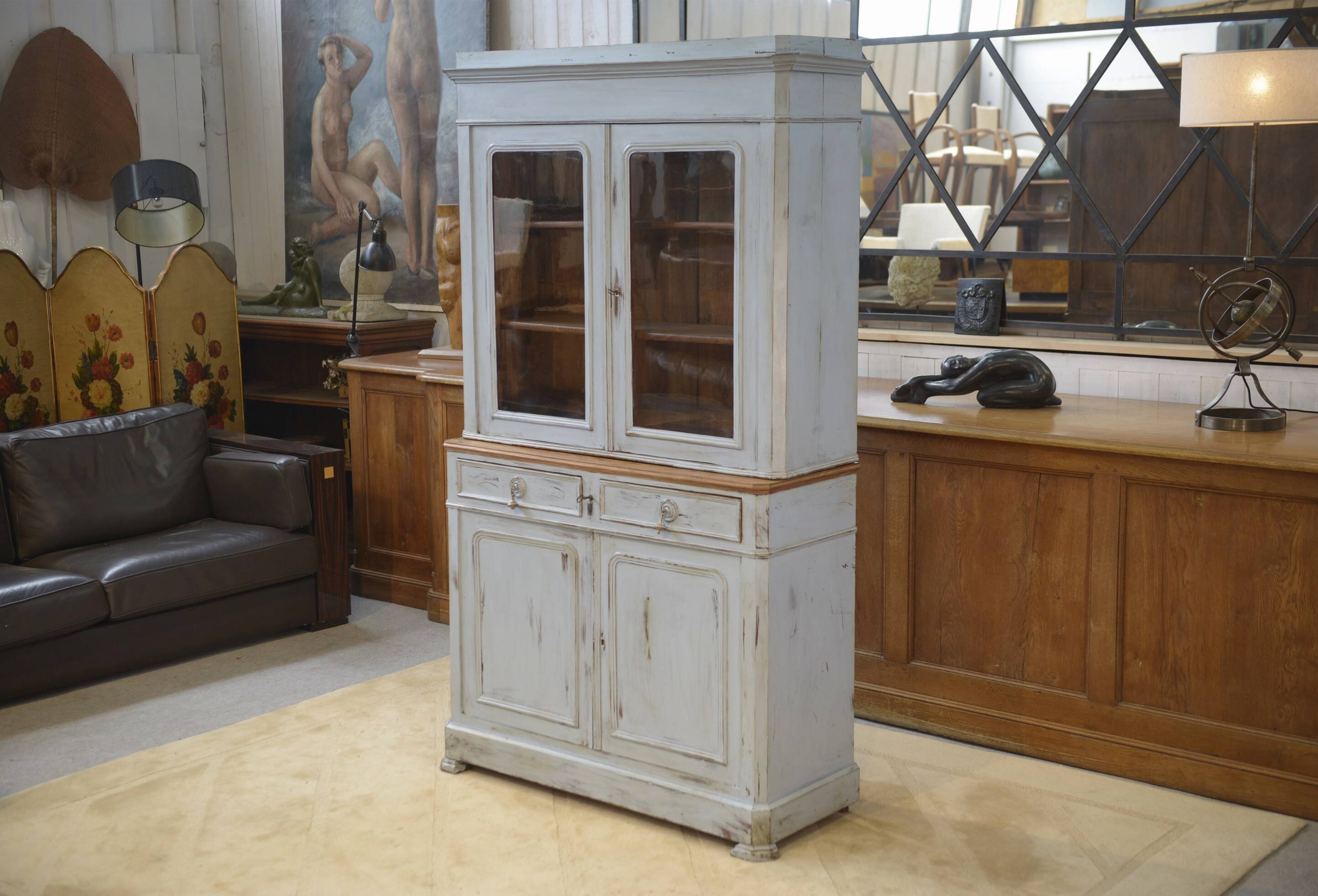 Patinated two-body buffet from the 19th century.