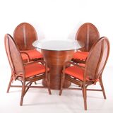 Ensemble table et fauteuils en rotin