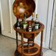 Globe bar on wheels with a rotating tray