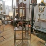 Angle shelf in chrome metal and smoked glass