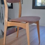 6 original Scandinavian chairs in light solid wood