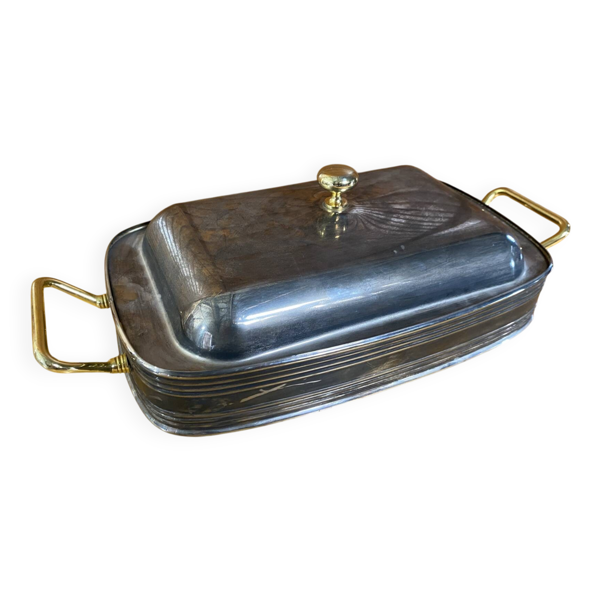 Antique Serving Dish 2R Silverplate Silver + Gold Medicine
