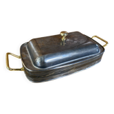 Plat de Service Ancien 2R Silverplate Métal Argenté + Doré Or Medicina