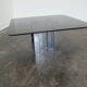 Table basse en verre fumé et chrome 1970