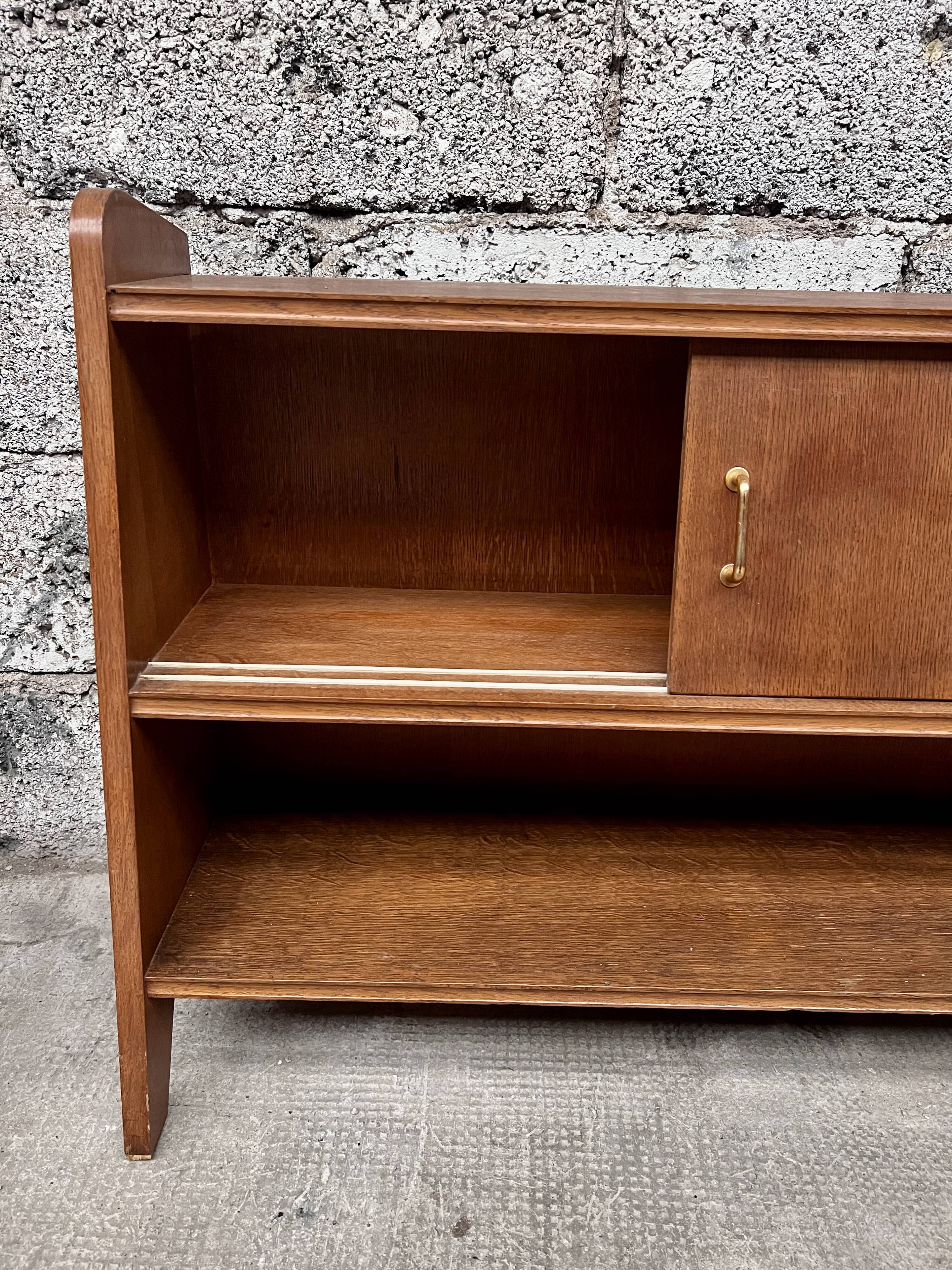 Oak shelf 1950 French modernist