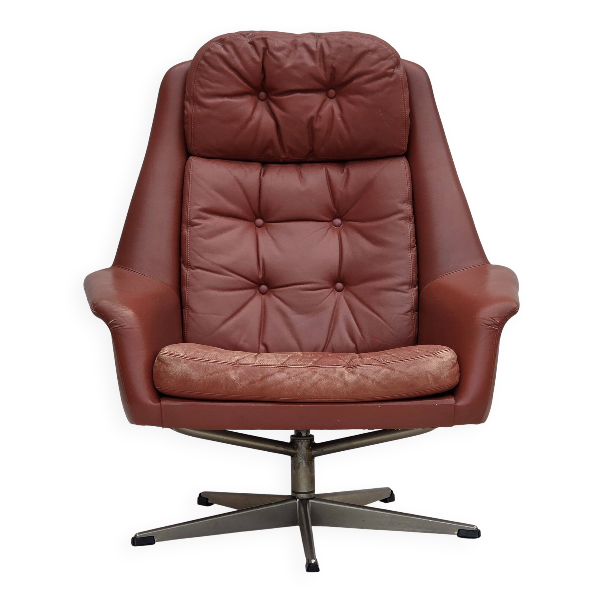 1970s, Danish design by H.W.Klein, swivel armchair, furniture leather.