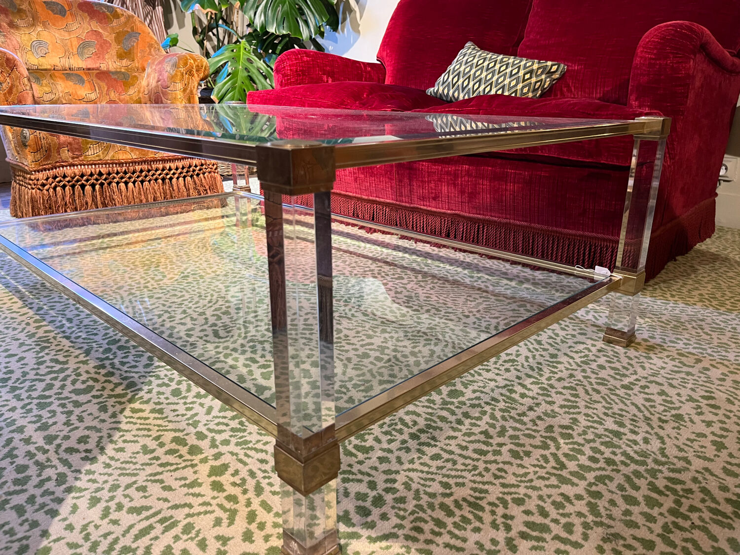 Table basse verre et plexiglas 1960