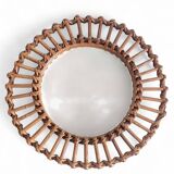 Mid-Century Bamboo Sunburst Mirror, France, Franco Albini Style, 1950s